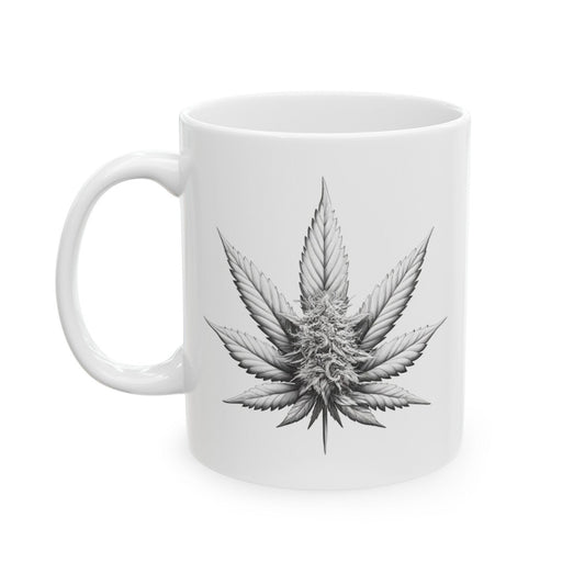 WHITE WEED PLANT - Weed Coffee Mugs (11oz) Perfect Gift for Smokers/ Marijuana Gift; Wake and Bake Mug - Cannabis Cup / Stoner Mug