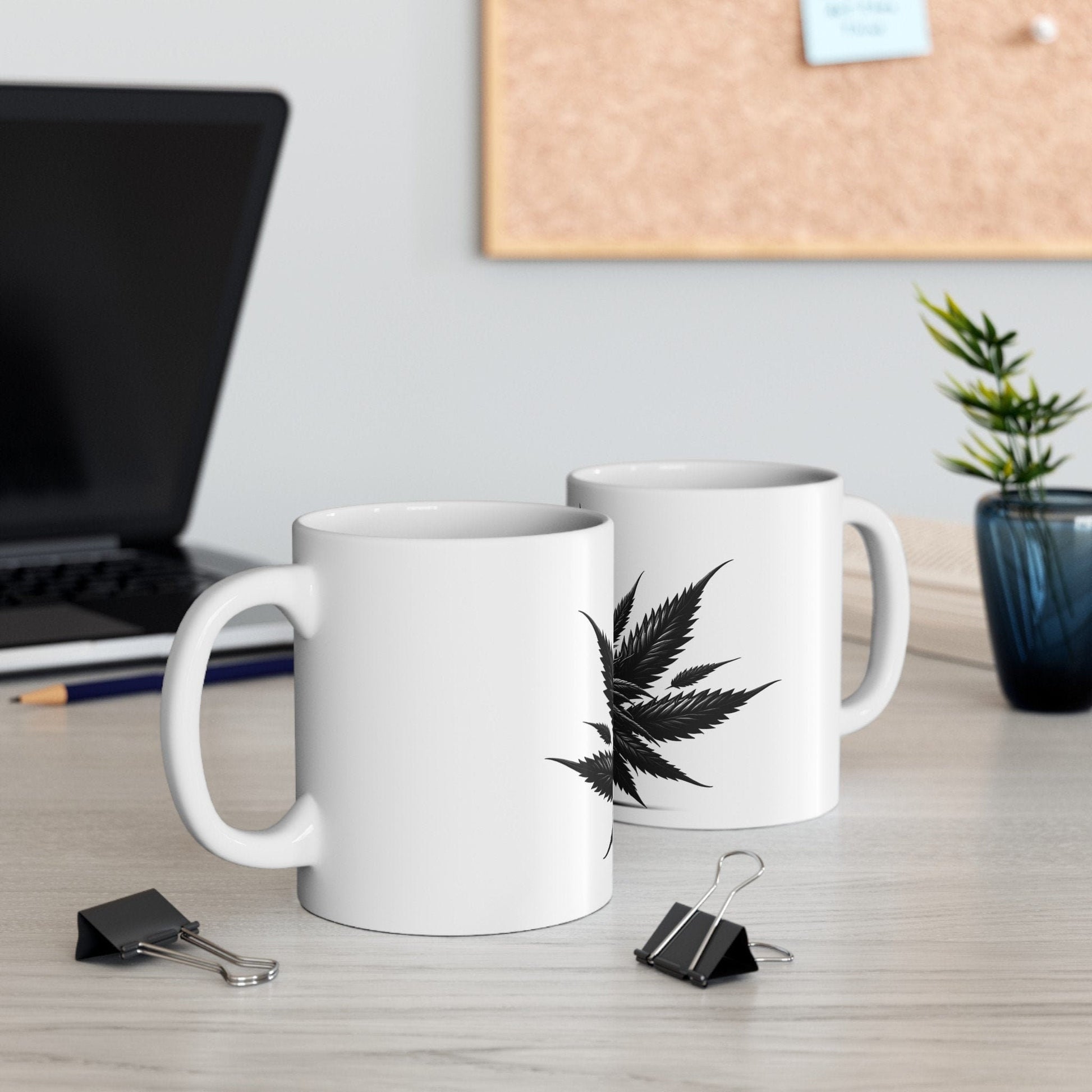BLACK WEED PLANT - Weed Coffee Mugs (11oz) Perfect Gift for Smokers/ Marijuana Gift; Wake and Bake Mug - Cannabis Cup / Stoner Mug