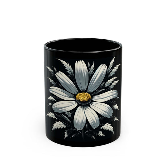 DAISY WEED FLOWER - Weed Coffee Mug (Black 11oz) - Perfect Gift for Smokers, Stoners, Flowers; Wake and Bake Mug / Weed Mug / Black Mug