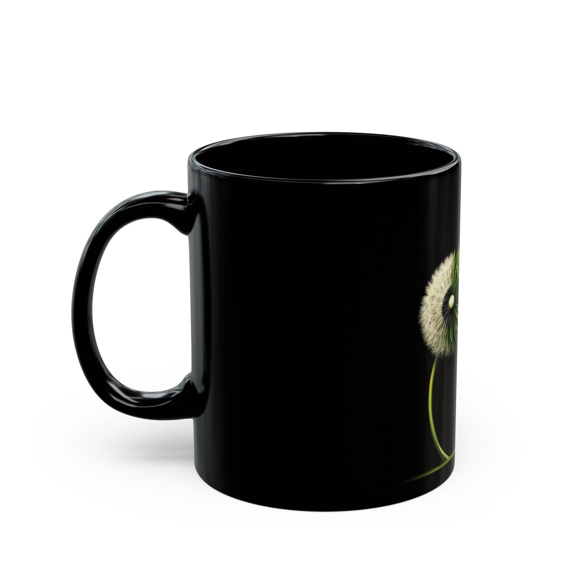 DANDELION WEED FLOWER - Weed Coffee Mug (Black 11oz) - Perfect Gift for Smokers, Stoners, Flowers; Wake and Bake Mug / Weed Mug / Black Mug