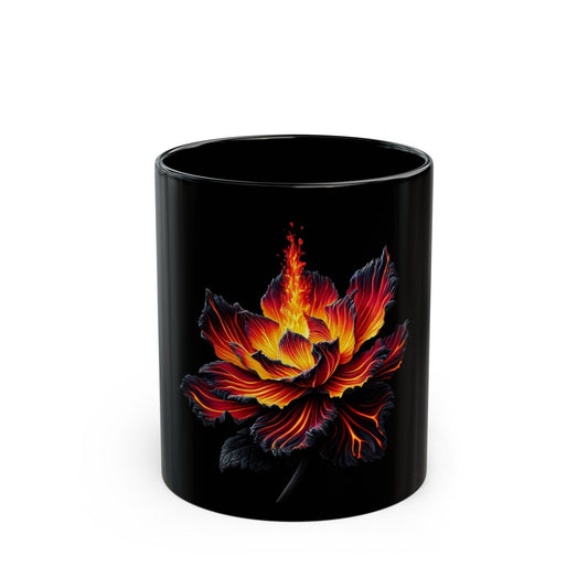FIREY WEED FLOWER - Weed Coffee Mug (Black 11oz) - Perfect Gift for Smokers, Stoners, Growers; Wake and Bake Mug / Weed Mug / Black Mug