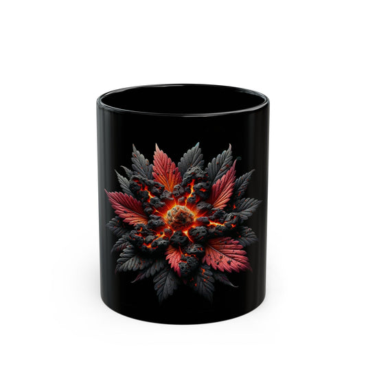 VOLCANIC WEED FLOWER - Weed Coffee Mug (11oz) Black - Perfect Gift for Smokers, Stoners, Growers; Wake and Bake Mug / Weed Mug / Black Mug