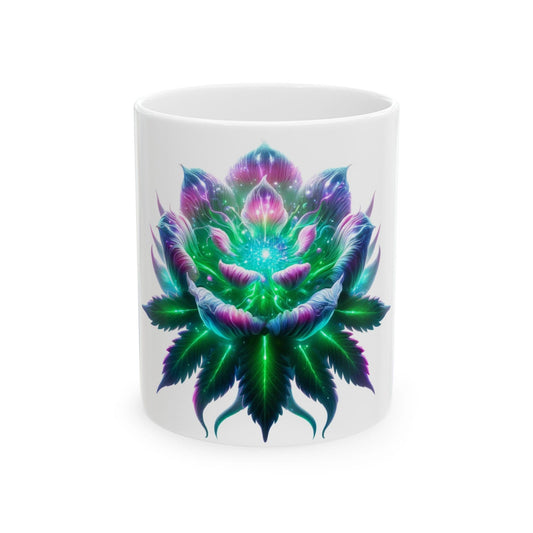 ALIEN WEED FLOWER - Weed Coffee Mugs (11oz) Perfect Gift for Smokers/ Marijuana Gift; Wake and Bake Mug - Cannabis Cup / Stoner Mug