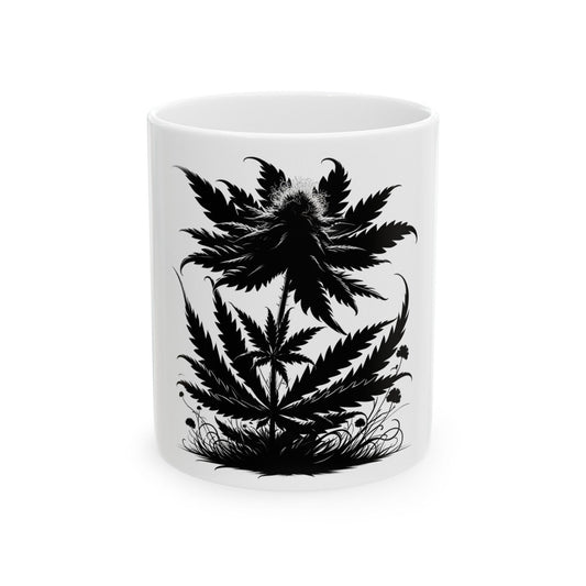 BLACK WEED FLOWER - Weed Coffee Mugs (11oz) Perfect Gift for Smokers/ Marijuana Gift; Wake and Bake Mug - Cannabis Cup / Stoner Mug