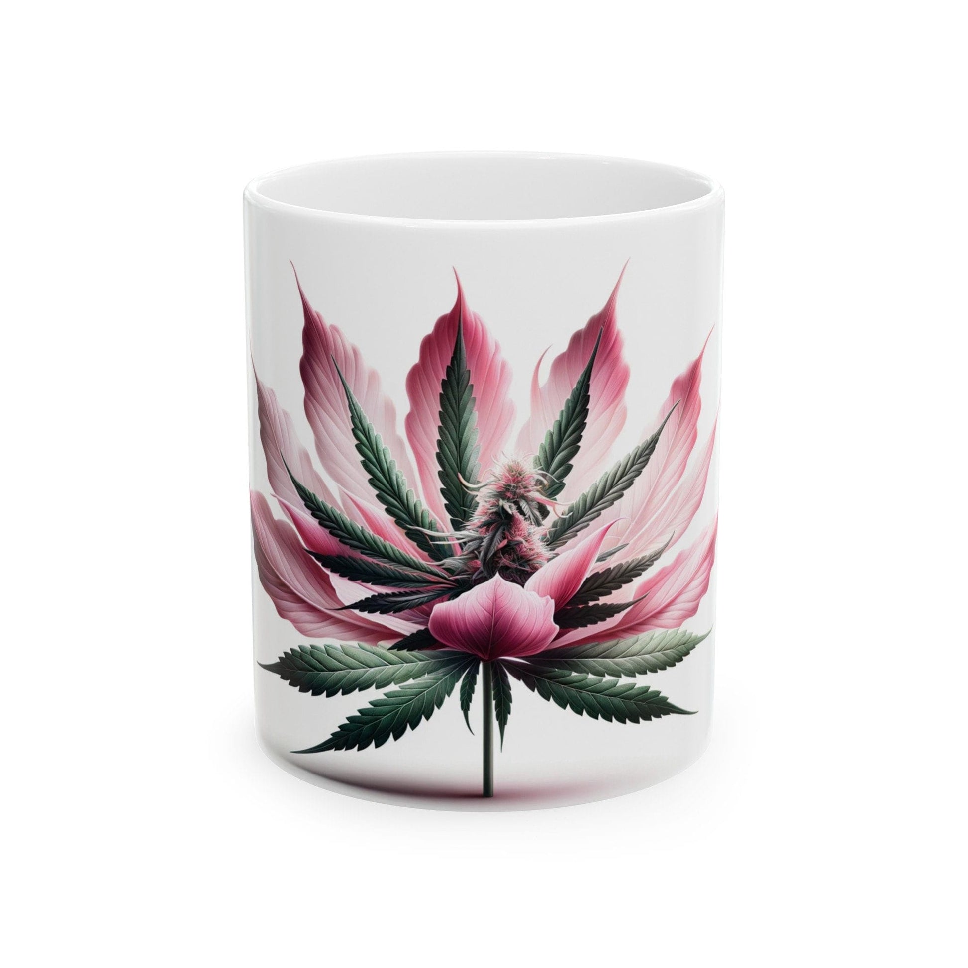 PINK WEED FLOWER - Weed Coffee Mugs (11oz) Perfect Gift for Smokers/ Marijuana Gift; Wake and Bake Mug - Cannabis Cup / Stoner Mug