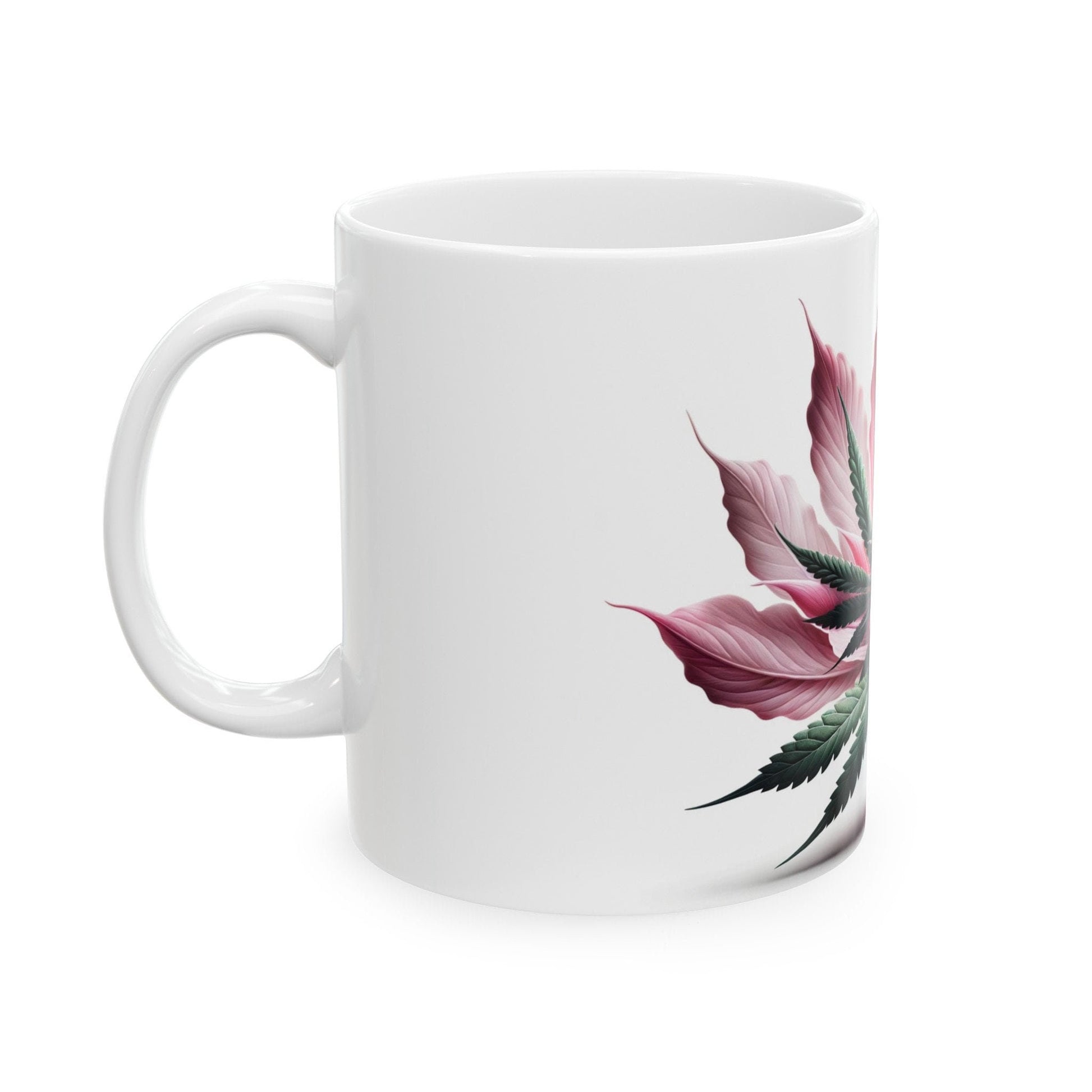 PINK WEED FLOWER - Weed Coffee Mugs (11oz) Perfect Gift for Smokers/ Marijuana Gift; Wake and Bake Mug - Cannabis Cup / Stoner Mug