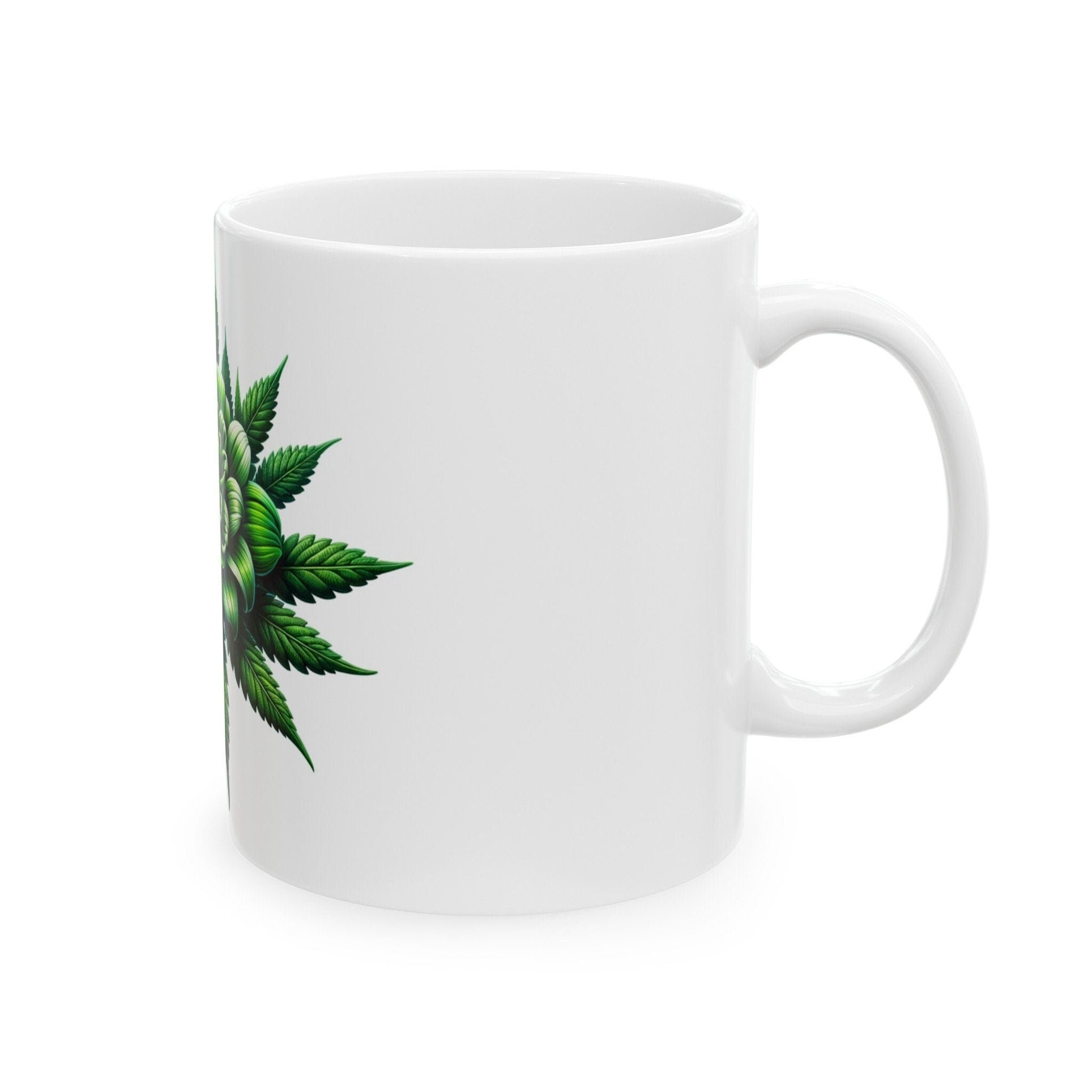 GREEN WEED FLOWER - Weed Coffee Mugs (11oz) Perfect Gift for Smokers/ Marijuana Gift; Wake and Bake Mug - Cannabis Cup / Stoner Mug