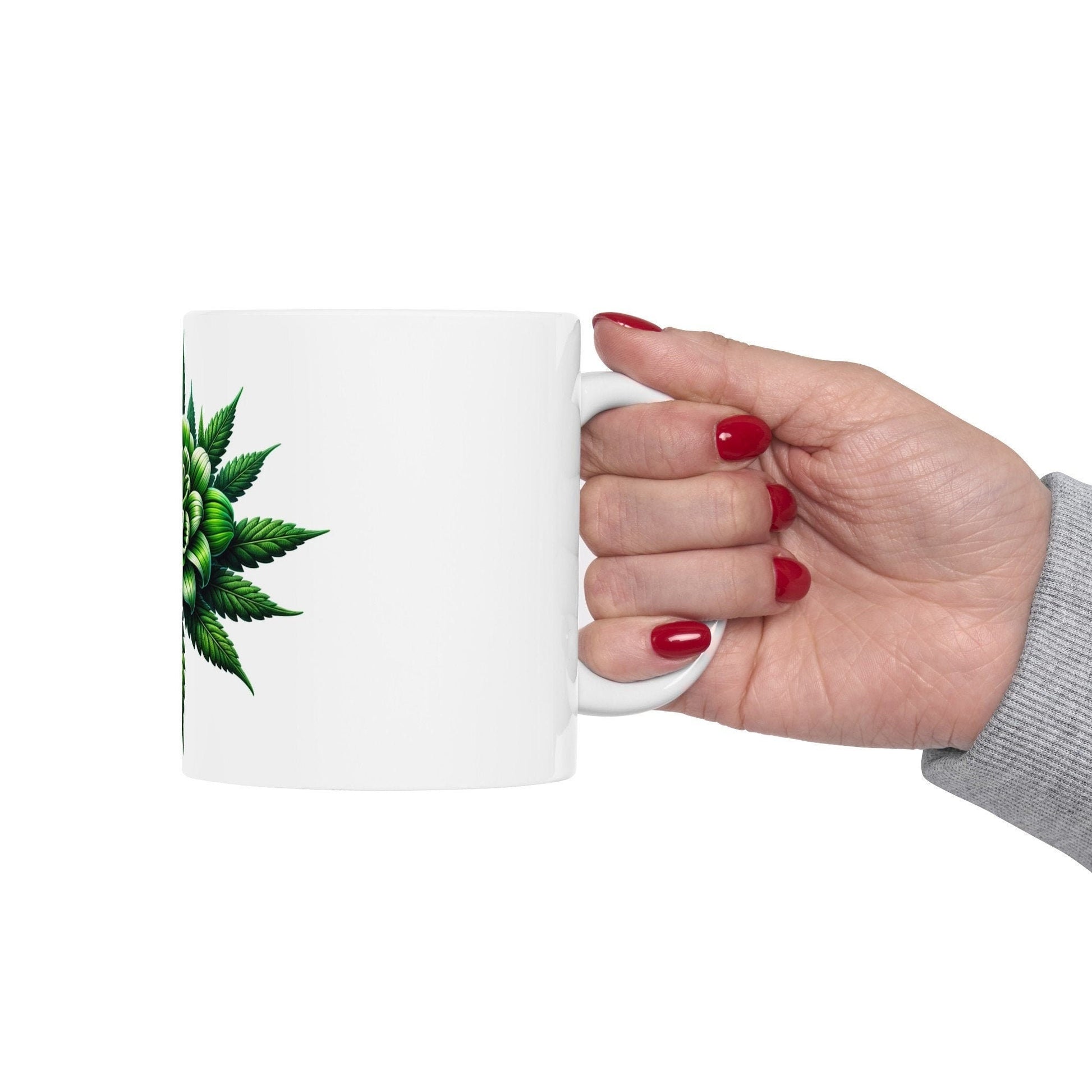 GREEN WEED FLOWER - Weed Coffee Mugs (11oz) Perfect Gift for Smokers/ Marijuana Gift; Wake and Bake Mug - Cannabis Cup / Stoner Mug