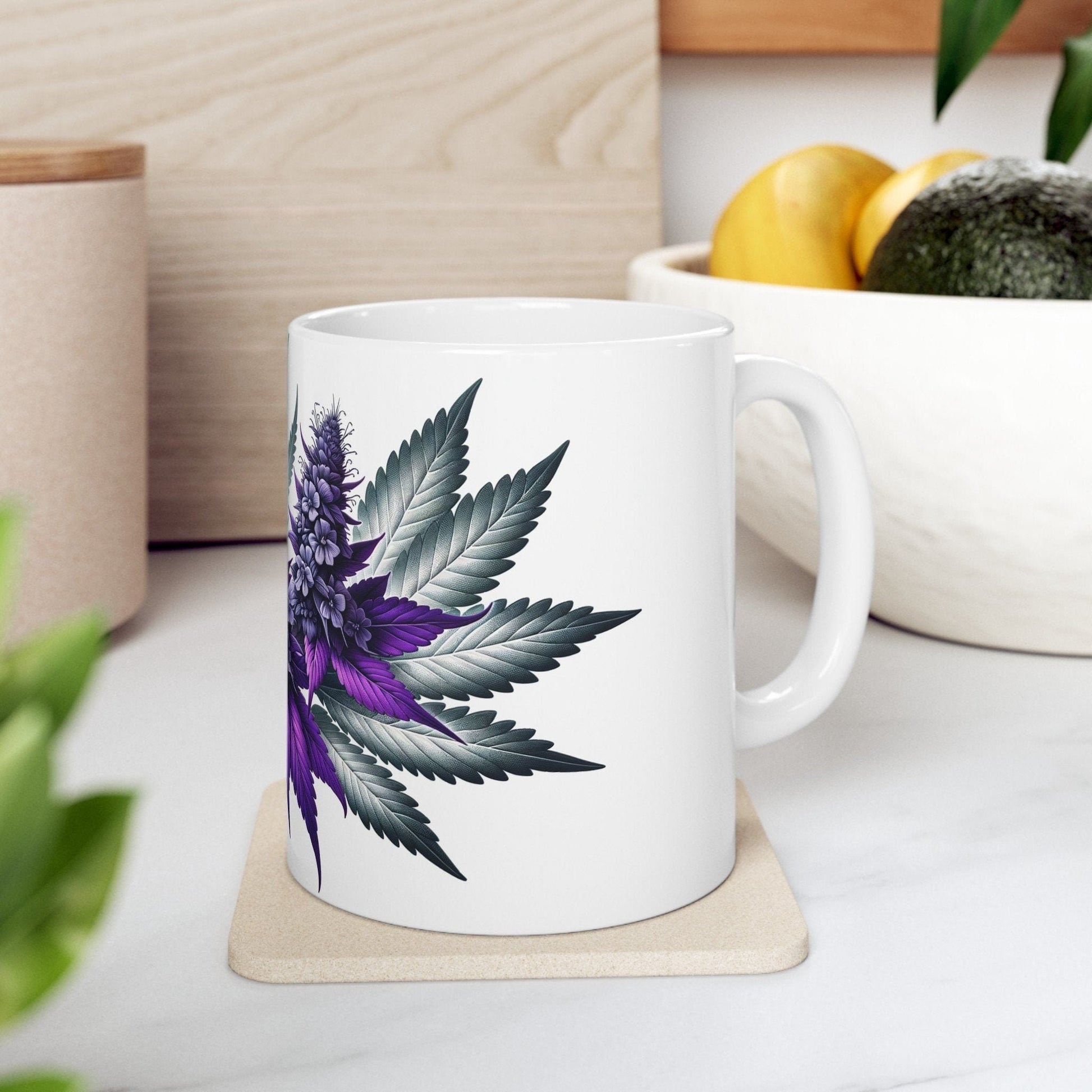 PURPLE WEED FLOWER - Weed Coffee Mugs (11oz) Perfect Gift for Smokers/ Marijuana Gift; Wake and Bake Mug - Cannabis Cup / Stoner Mug
