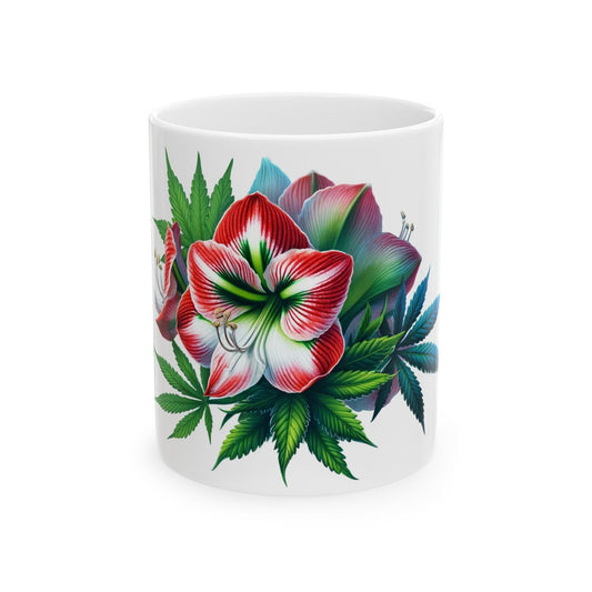 AMARYLLIS WEED FLOWER - Weed Coffee Mugs (11oz) Perfect Gift for Smokers/ Marijuana Gift; Wake and Bake Mug - Cannabis Cup / Stoner Mug