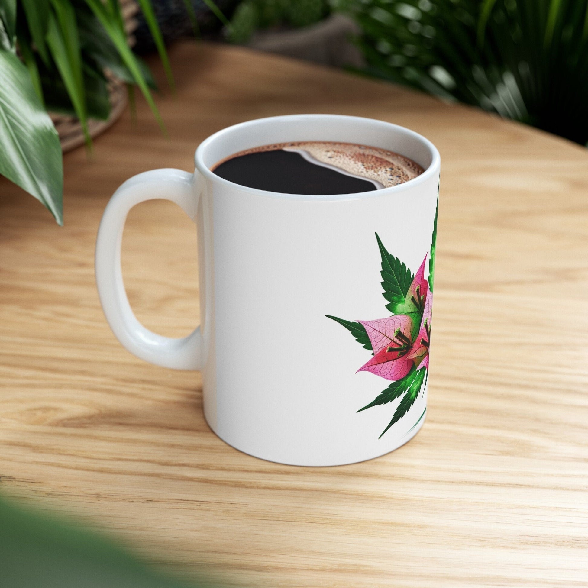 BOUGAINVILLEA WEED FLOWER - Weed Coffee Mugs (11oz) Perfect Gift for Smokers/ Marijuana Gift; Wake and Bake Mug - Cannabis Cup / Stoner Mug