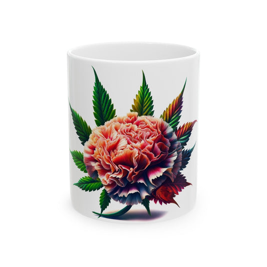 CARNATION WEED FLOWER - Weed Coffee Mugs (11oz) Perfect Gift for Smokers/ Marijuana Gift; Wake and Bake Mug - Cannabis Cup / Stoner Mug
