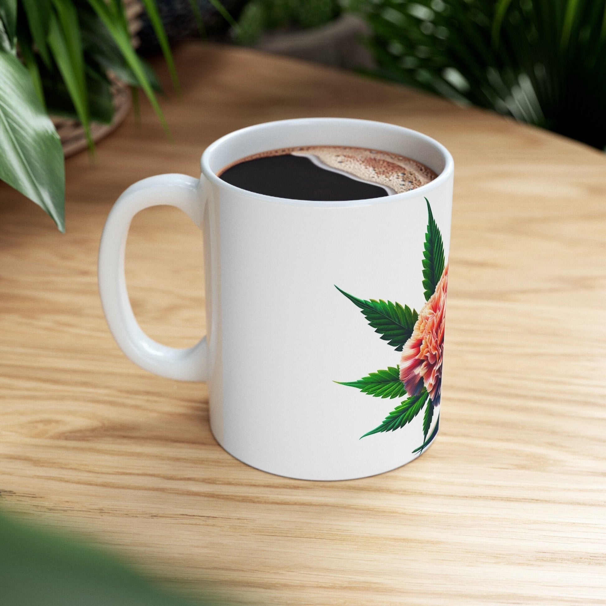 CARNATION WEED FLOWER - Weed Coffee Mugs (11oz) Perfect Gift for Smokers/ Marijuana Gift; Wake and Bake Mug - Cannabis Cup / Stoner Mug