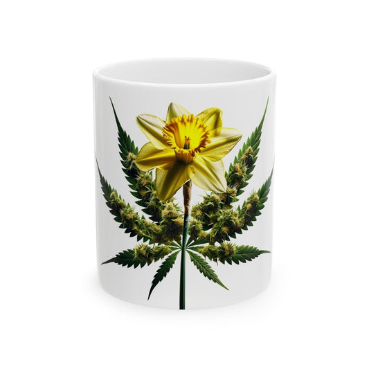 DAFFODIL WEED FLOWER - Weed Coffee Mugs (11oz) Perfect Gift for Smokers/ Marijuana Gift; Wake and Bake Mug - Cannabis Cup / Stoner Mug