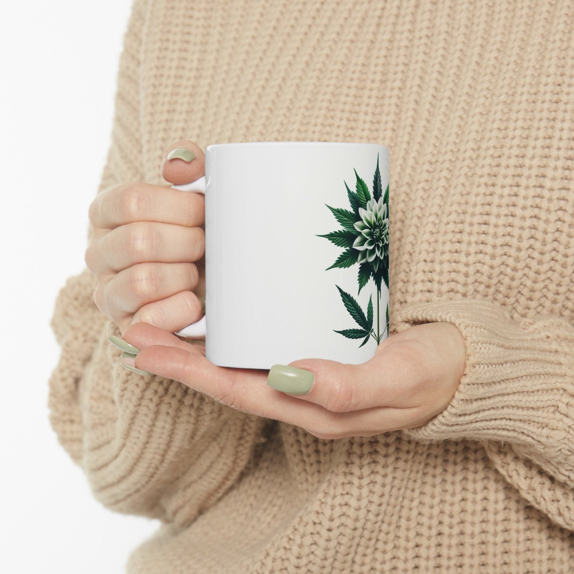 DAHLIA WEED FLOWER - Weed Coffee Mugs (11oz) Perfect Gift for Smokers/ Marijuana Gift; Wake and Bake Mug - Cannabis Cup / Stoner Mug