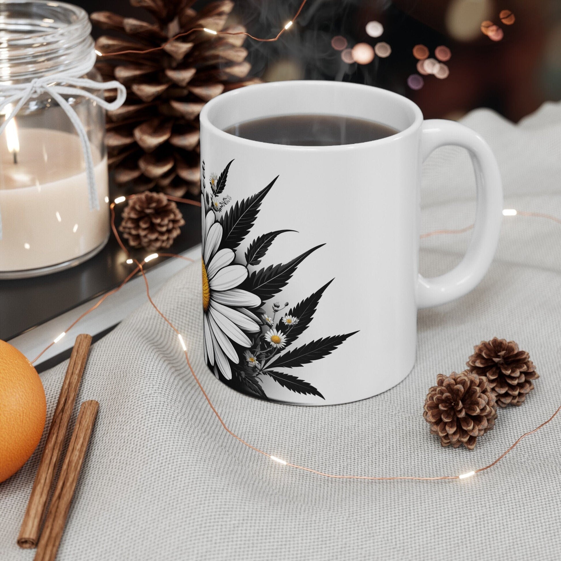 CHAMOMILE WEED FLOWER - Weed Coffee Mugs (11oz) Perfect Gift for Smokers/ Marijuana Gift; Wake and Bake Mug - Cannabis Cup / Stoner Mug