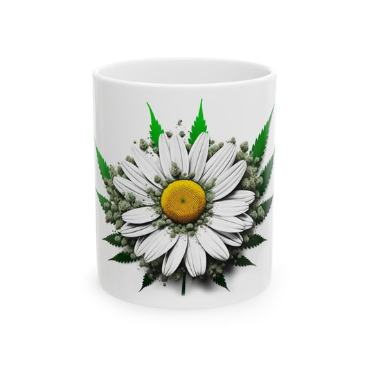 WEED DAISY FLOWER - Weed Coffee Mugs (11oz) Perfect Gift for Smokers/ Marijuana Gift; Wake and Bake Mug - Cannabis Cup / Stoner Mug