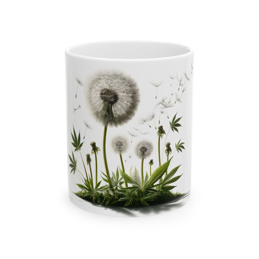 DANDELION WEED FLOWER - Weed Coffee Mugs (11oz) Perfect Gift for Smokers/ Marijuana Gift; Wake and Bake Mug - Cannabis Cup / Stoner Mug