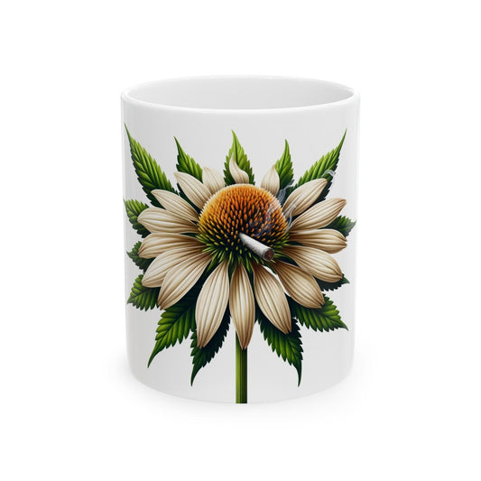 ECHINACEA WEED FLOWER - Weed Coffee Mugs (11oz) Perfect Gift for Smokers/ Marijuana Gift; Wake and Bake Mug - Cannabis Cup / Stoner Mug