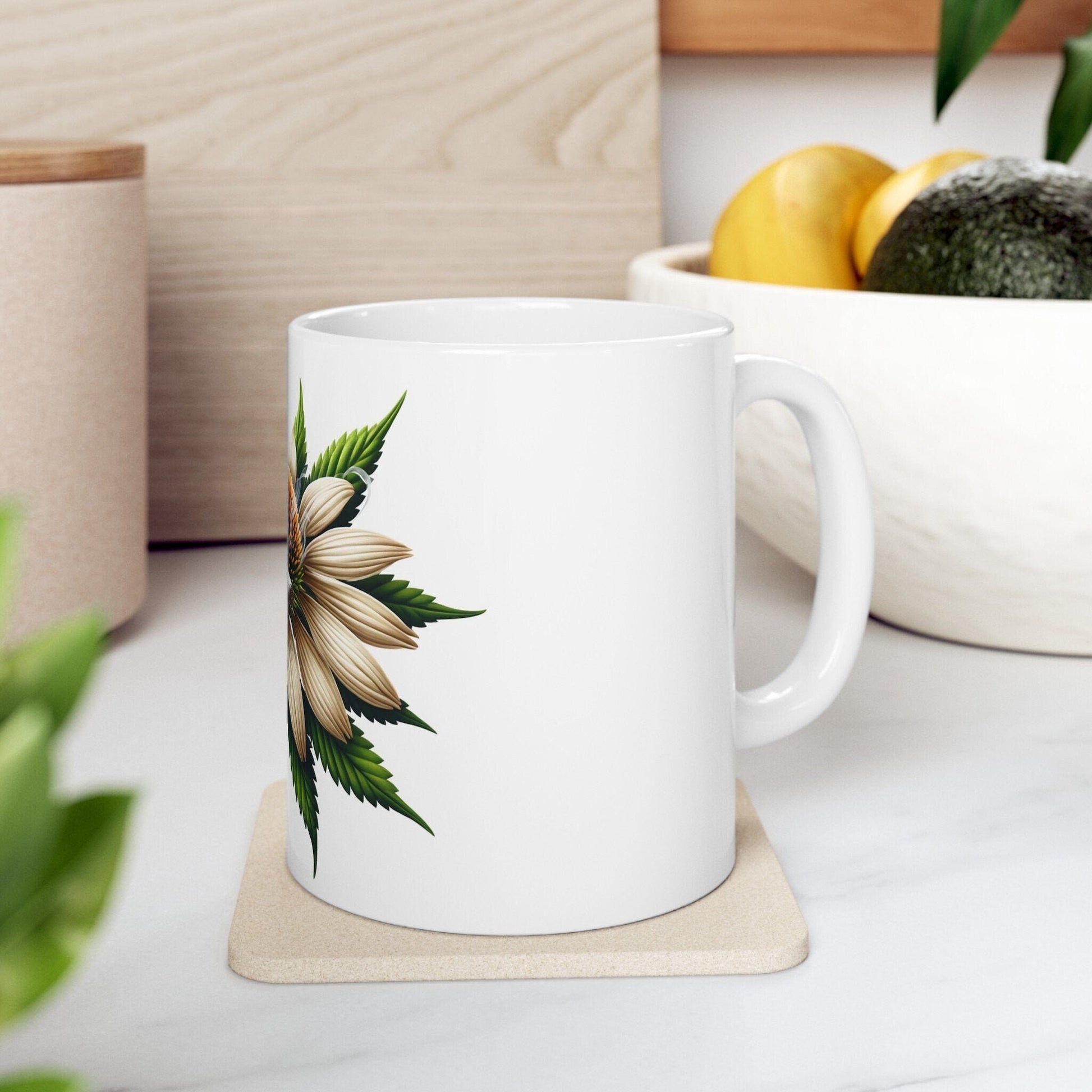 ECHINACEA WEED FLOWER - Weed Coffee Mugs (11oz) Perfect Gift for Smokers/ Marijuana Gift; Wake and Bake Mug - Cannabis Cup / Stoner Mug
