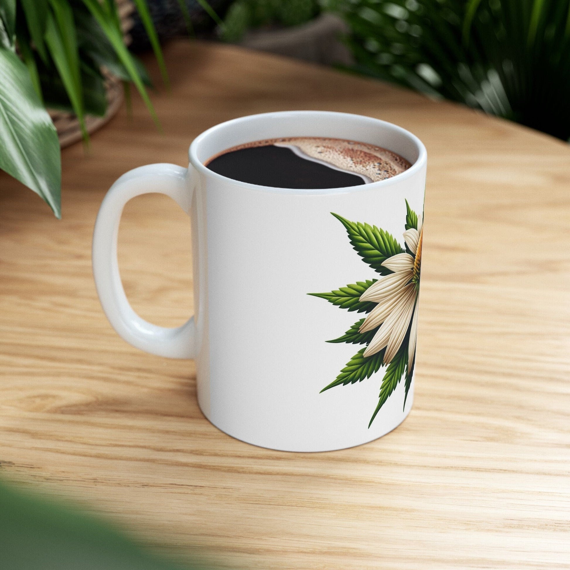 ECHINACEA WEED FLOWER - Weed Coffee Mugs (11oz) Perfect Gift for Smokers/ Marijuana Gift; Wake and Bake Mug - Cannabis Cup / Stoner Mug