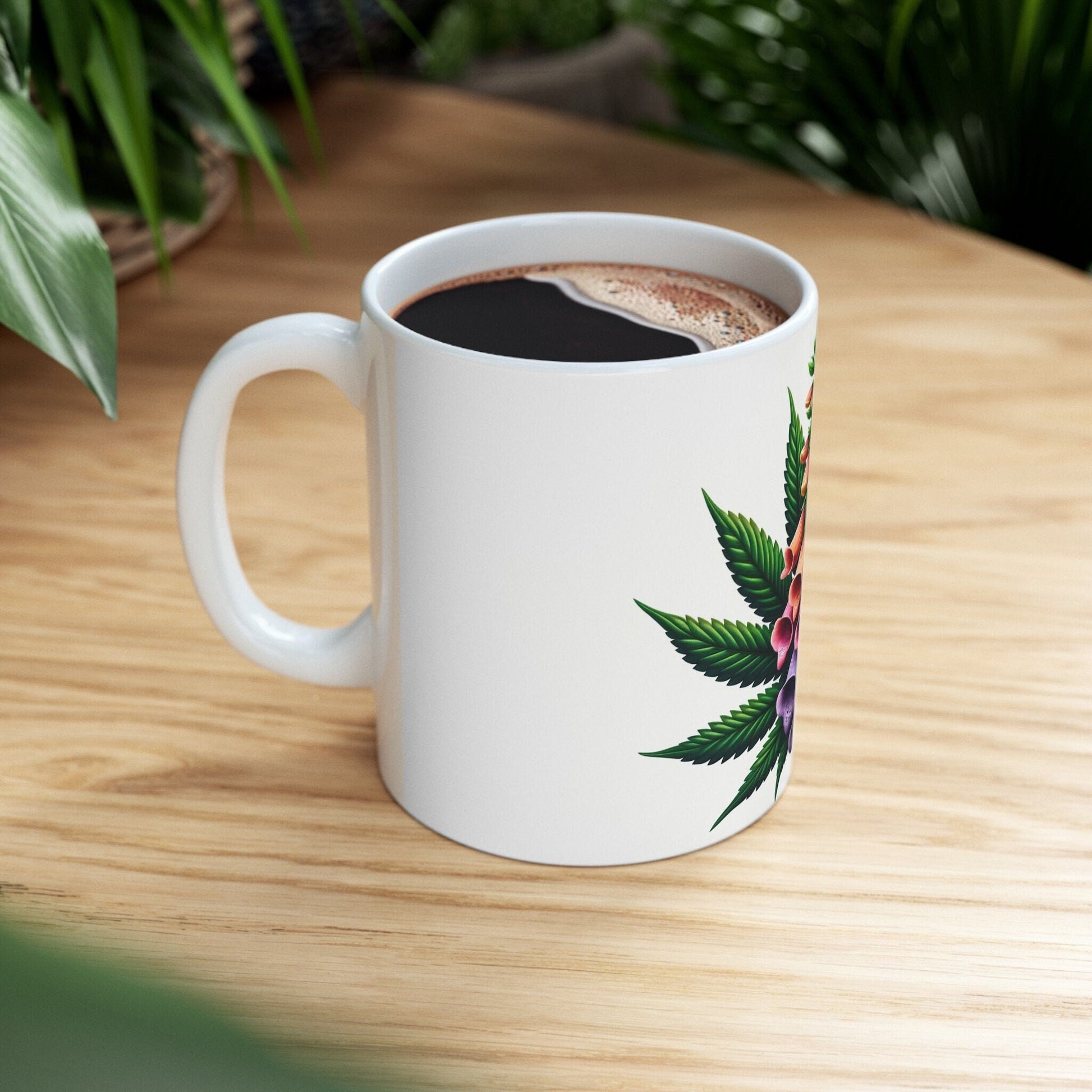 FOXGLOVE WEED FLOWER - Weed Coffee Mugs (11oz) Perfect Gift for Smokers/ Marijuana Gift; Wake and Bake Mug - Cannabis Cup / Stoner Mug