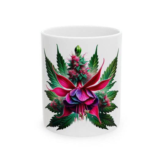 FUCHSIA WEED FLOWER - Weed Coffee Mugs (11oz) Perfect Gift for Smokers/ Marijuana Gift; Wake and Bake Mug - Cannabis Cup / Stoner Mug