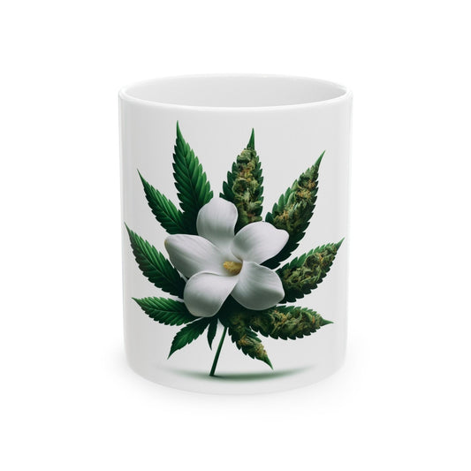GARDENIA WEED FLOWER - Weed Coffee Mugs (11oz) Perfect Gift for Smokers/ Marijuana Gift; Wake and Bake Mug - Cannabis Cup / Stoner Mug