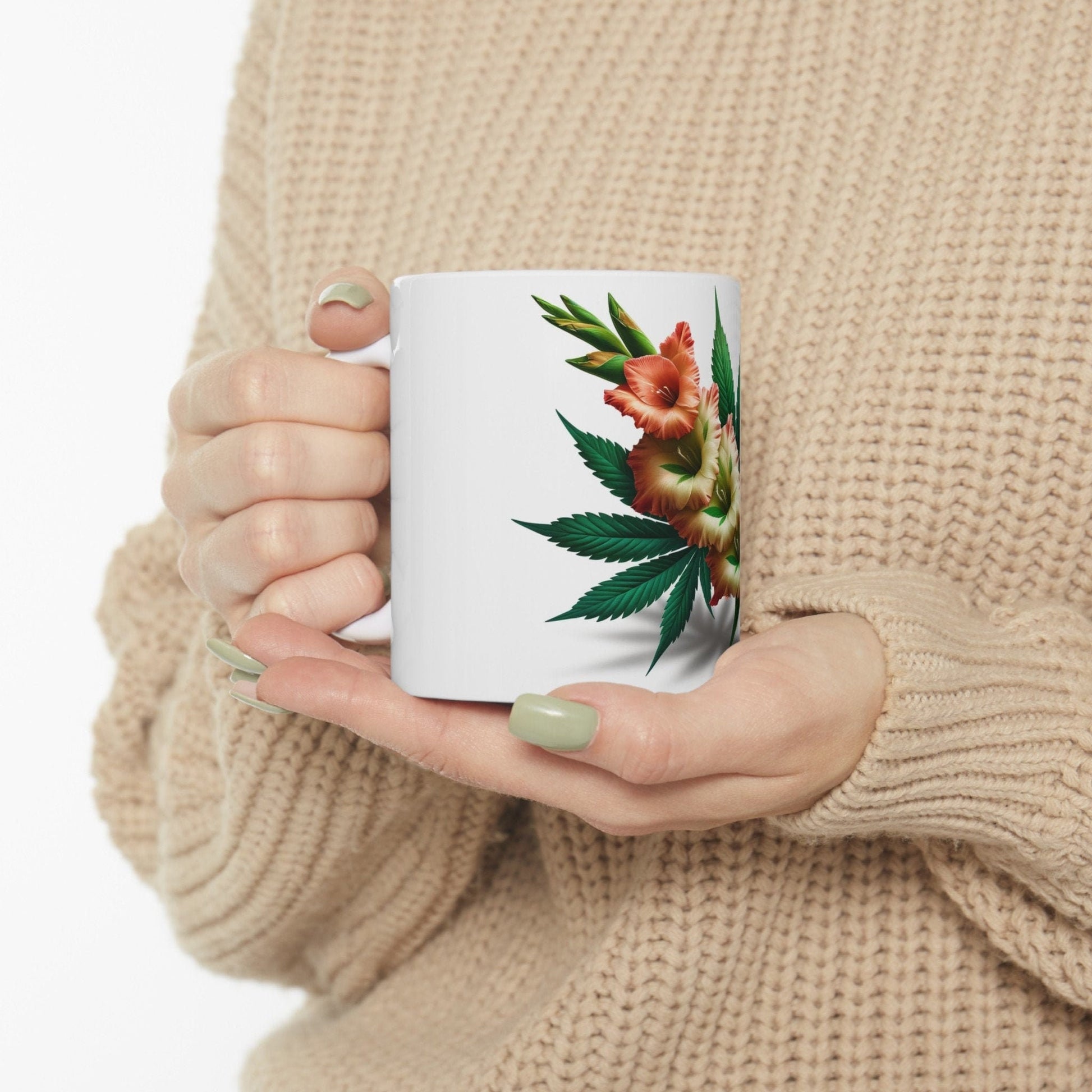 GLADIOLUS WEED FLOWER - Weed Coffee Mugs (11oz) Perfect Gift for Smokers/ Marijuana Gift; Wake and Bake Mug - Cannabis Cup / Stoner Mug