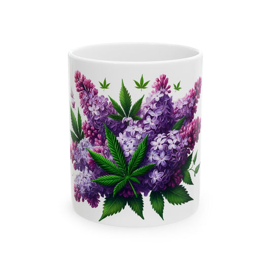 LILAC WEED FLOWER - Weed Coffee Mugs (11oz) Perfect Gift for Smokers/ Marijuana Gift; Wake and Bake Mug - Cannabis Cup / Stoner Mug