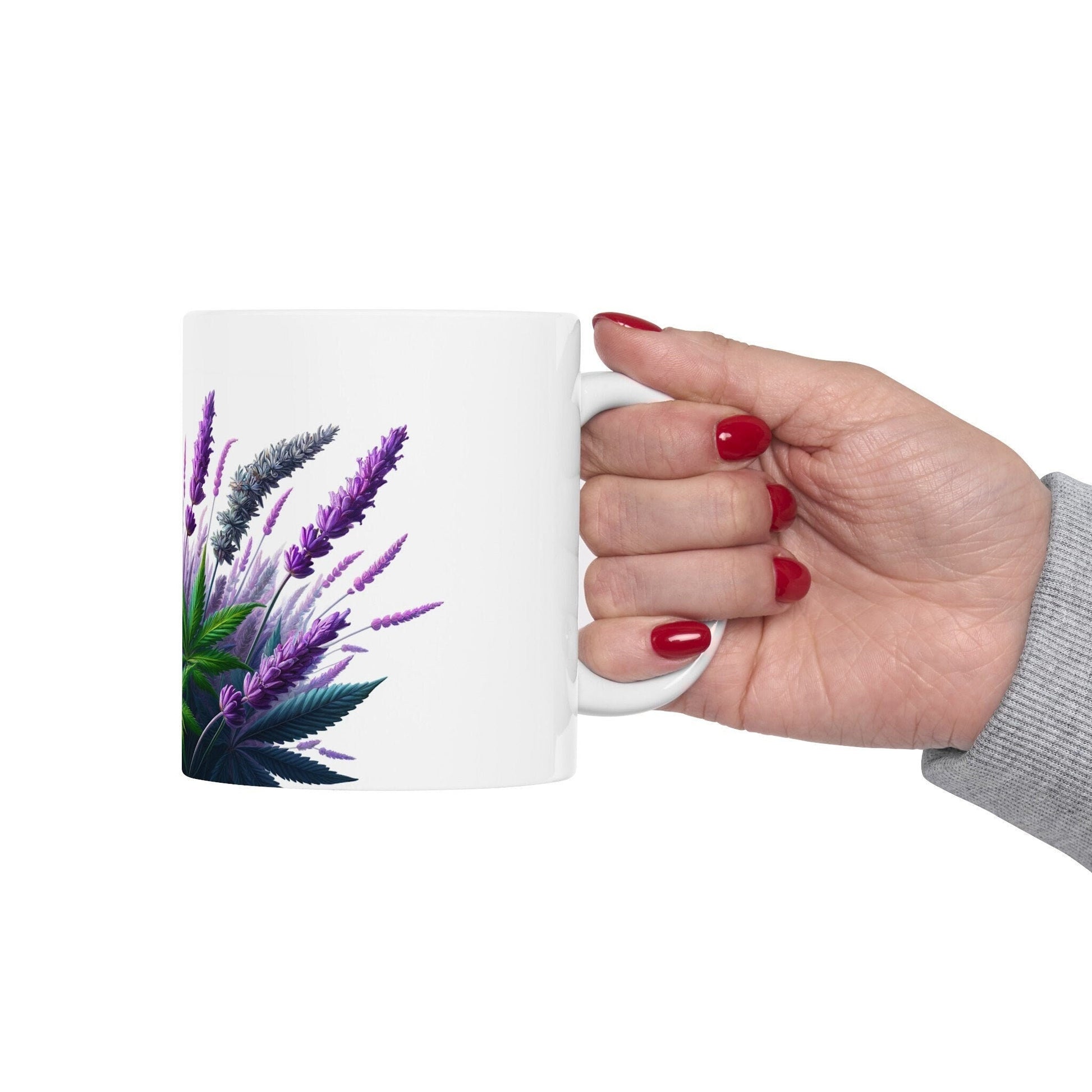 LAVENDER WEED FLOWER - Weed Coffee Mugs (11oz) Perfect Gift for Smokers/ Marijuana Gift; Wake and Bake Mug - Cannabis Cup / Stoner Mug