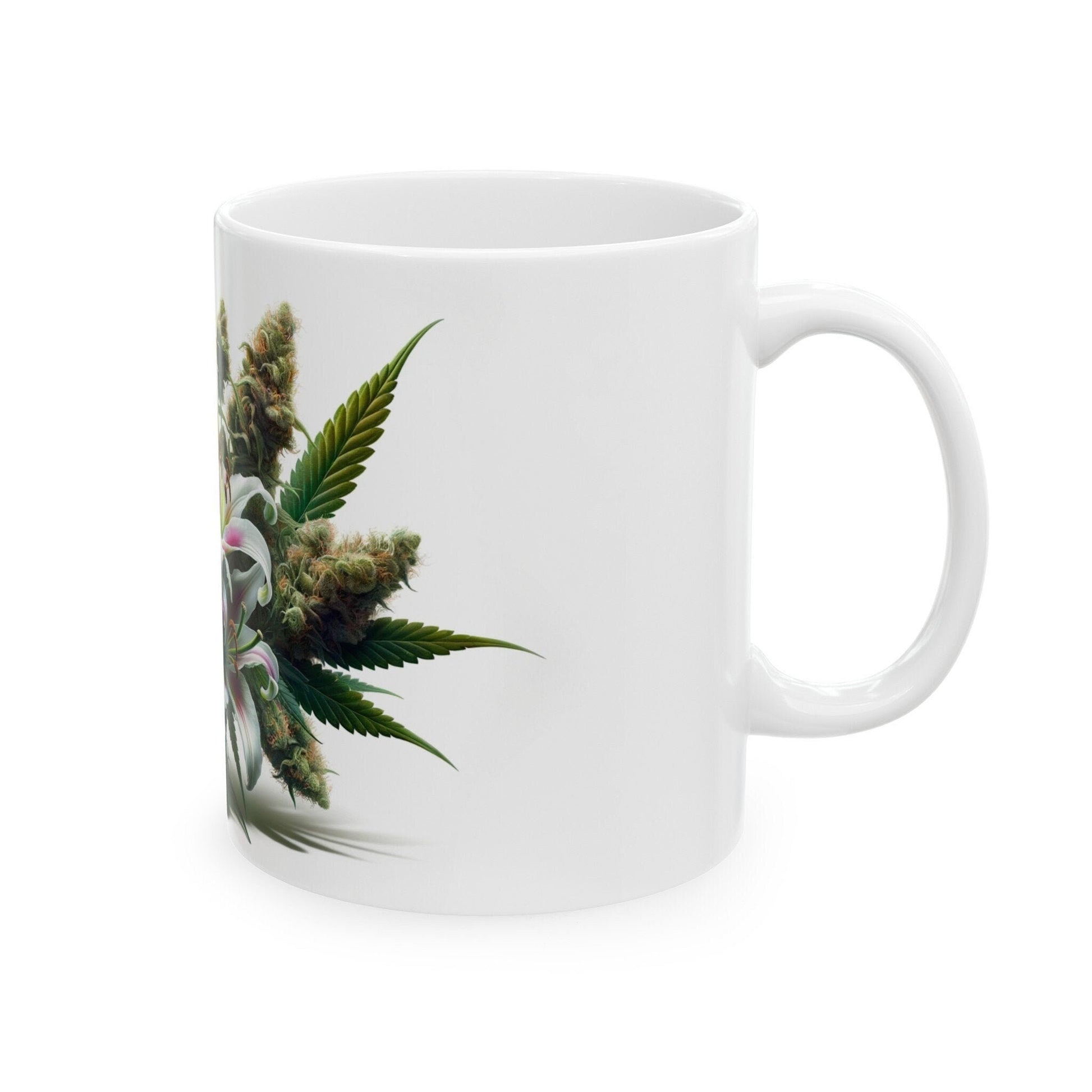 LILY WEED FLOWER - Weed Coffee Mugs (11oz) Perfect Gift for Smokers/ Marijuana Gift; Wake and Bake Mug - Cannabis Cup / Stoner Mug