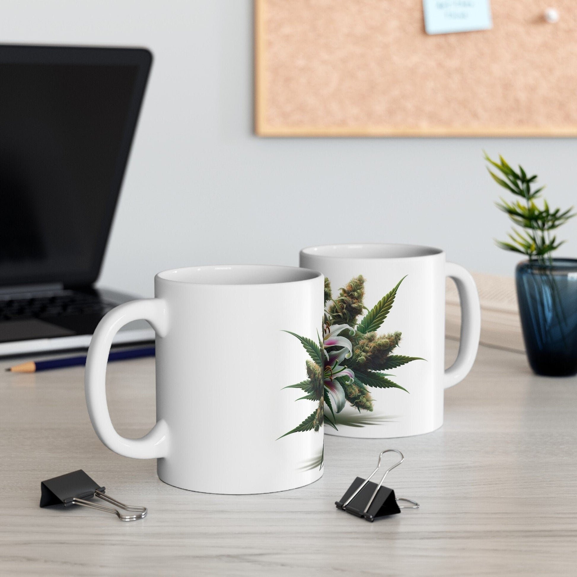 LILY WEED FLOWER - Weed Coffee Mugs (11oz) Perfect Gift for Smokers/ Marijuana Gift; Wake and Bake Mug - Cannabis Cup / Stoner Mug