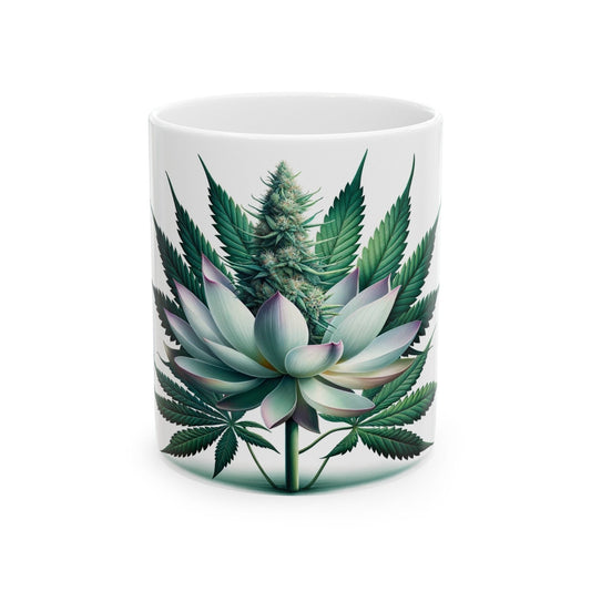 LOTUS WEED FLOWER - Weed Coffee Mugs (11oz) Perfect Gift for Smokers/ Marijuana Gift; Wake and Bake Mug - Cannabis Cup / Stoner Mug
