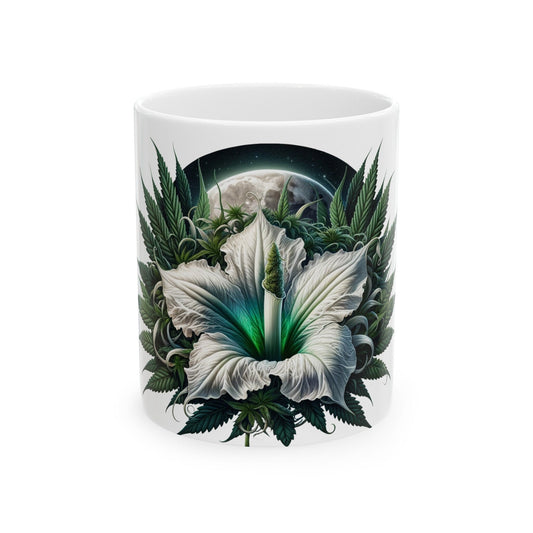 MOONFLOWER WEED FLOWER - Weed Coffee Mugs (11oz) Perfect Gift for Smokers/ Marijuana Gift; Wake and Bake Mug - Cannabis Cup / Stoner Mug