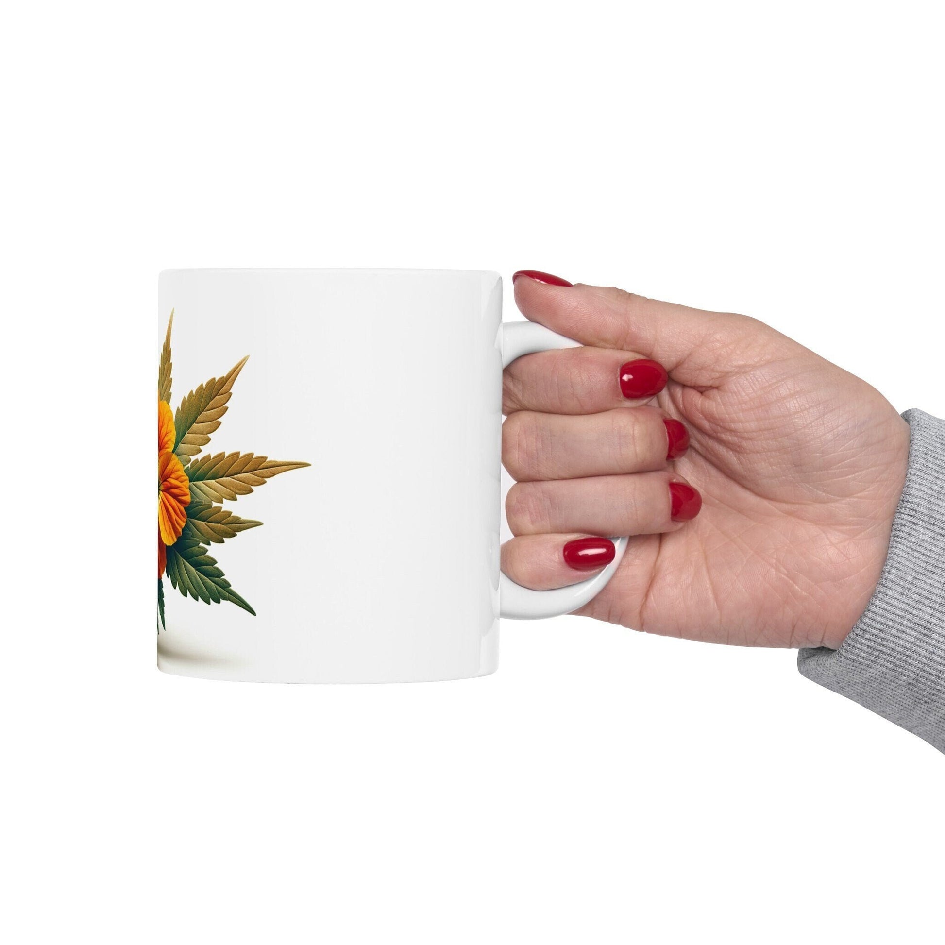 NASTURTIUM WEED FLOWER - Weed Coffee Mugs (11oz) Perfect Gift for Smokers/ Marijuana Gift; Wake and Bake Mug - Cannabis Cup / Stoner Mug