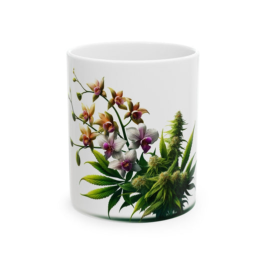 ORCHID WEED FLOWER - Weed Coffee Mugs (11oz) Perfect Gift for Smokers/ Marijuana Gift; Wake and Bake Mug - Cannabis Cup / Stoner Mug