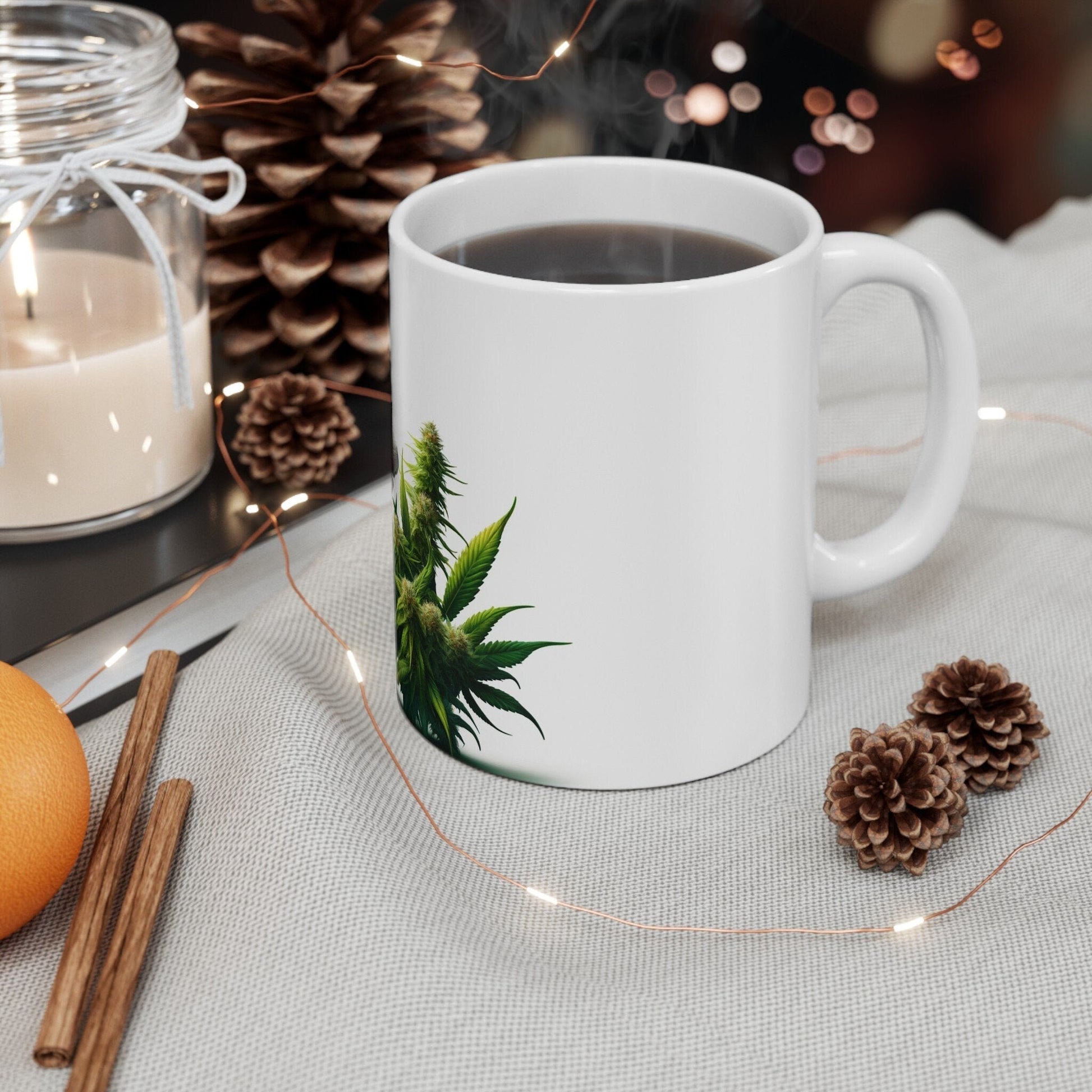 ORCHID WEED FLOWER - Weed Coffee Mugs (11oz) Perfect Gift for Smokers/ Marijuana Gift; Wake and Bake Mug - Cannabis Cup / Stoner Mug
