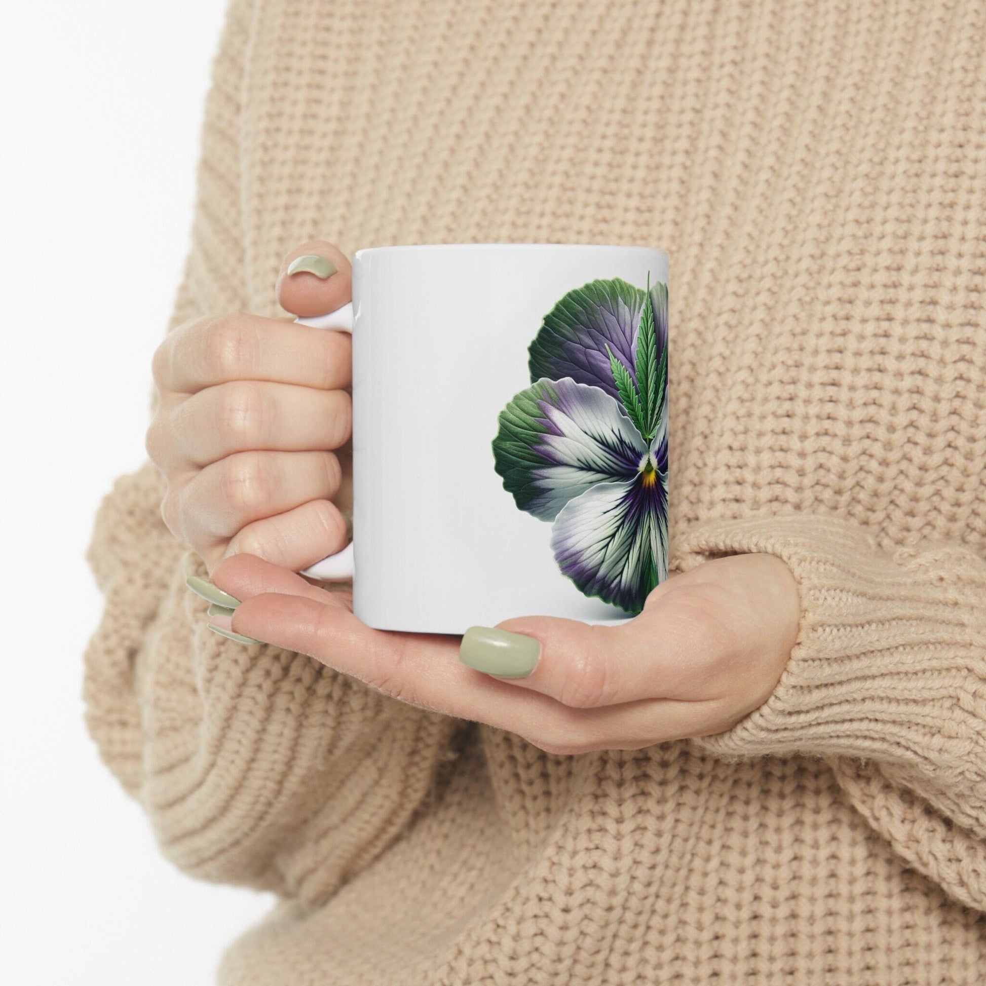 PANSY WEED FLOWER - Weed Coffee Mugs (11oz) Perfect Gift for Smokers/ Marijuana Gift; Wake and Bake Mug - Cannabis Cup / Stoner Mug