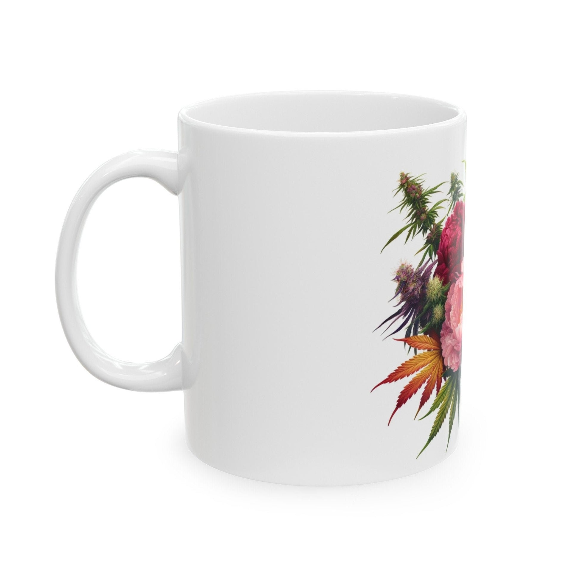 PEONY WEED FLOWER - Weed Coffee Mugs (11oz) Perfect Gift for Smokers/ Marijuana Gift; Wake and Bake Mug - Cannabis Cup / Stoner Mug