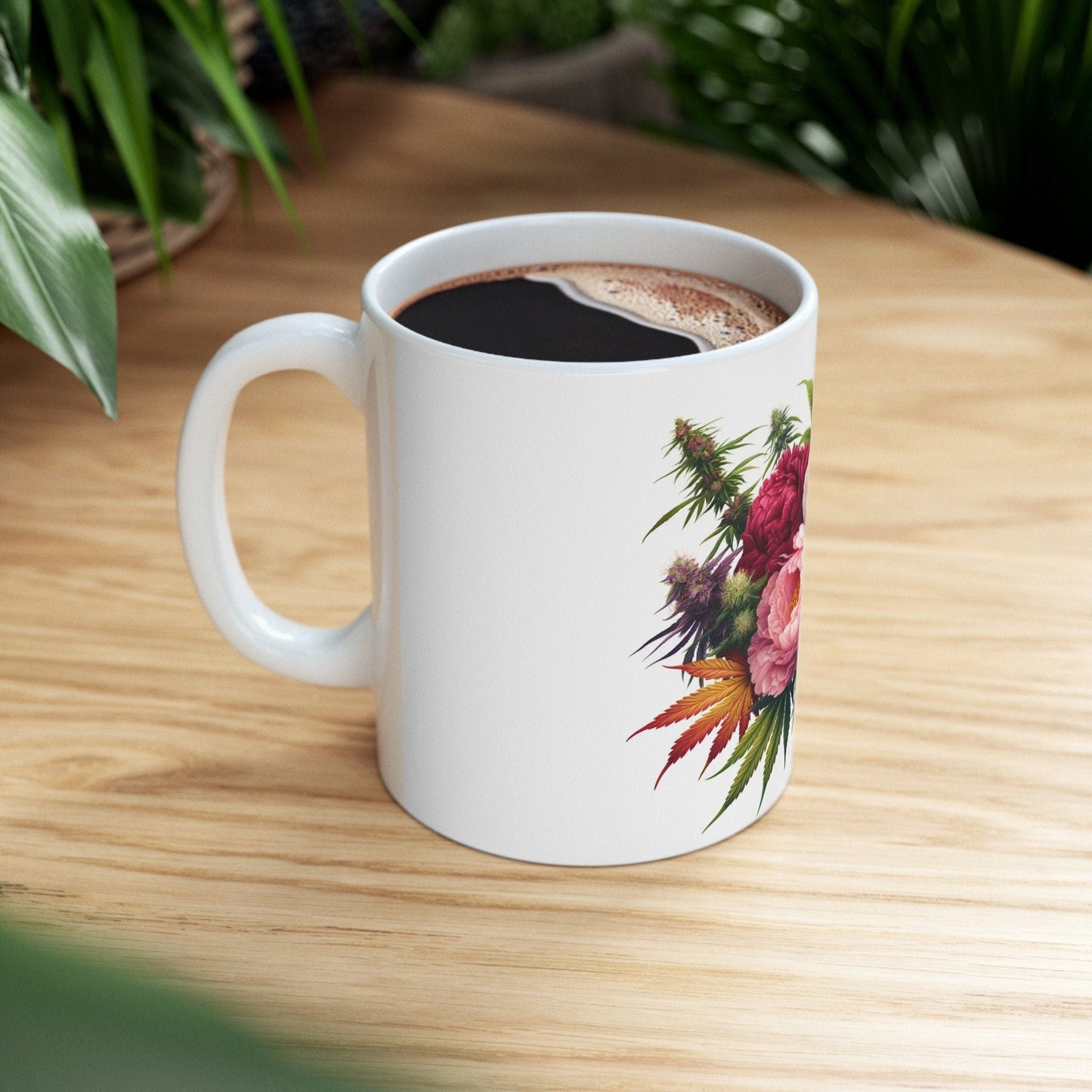 PEONY WEED FLOWER - Weed Coffee Mugs (11oz) Perfect Gift for Smokers/ Marijuana Gift; Wake and Bake Mug - Cannabis Cup / Stoner Mug