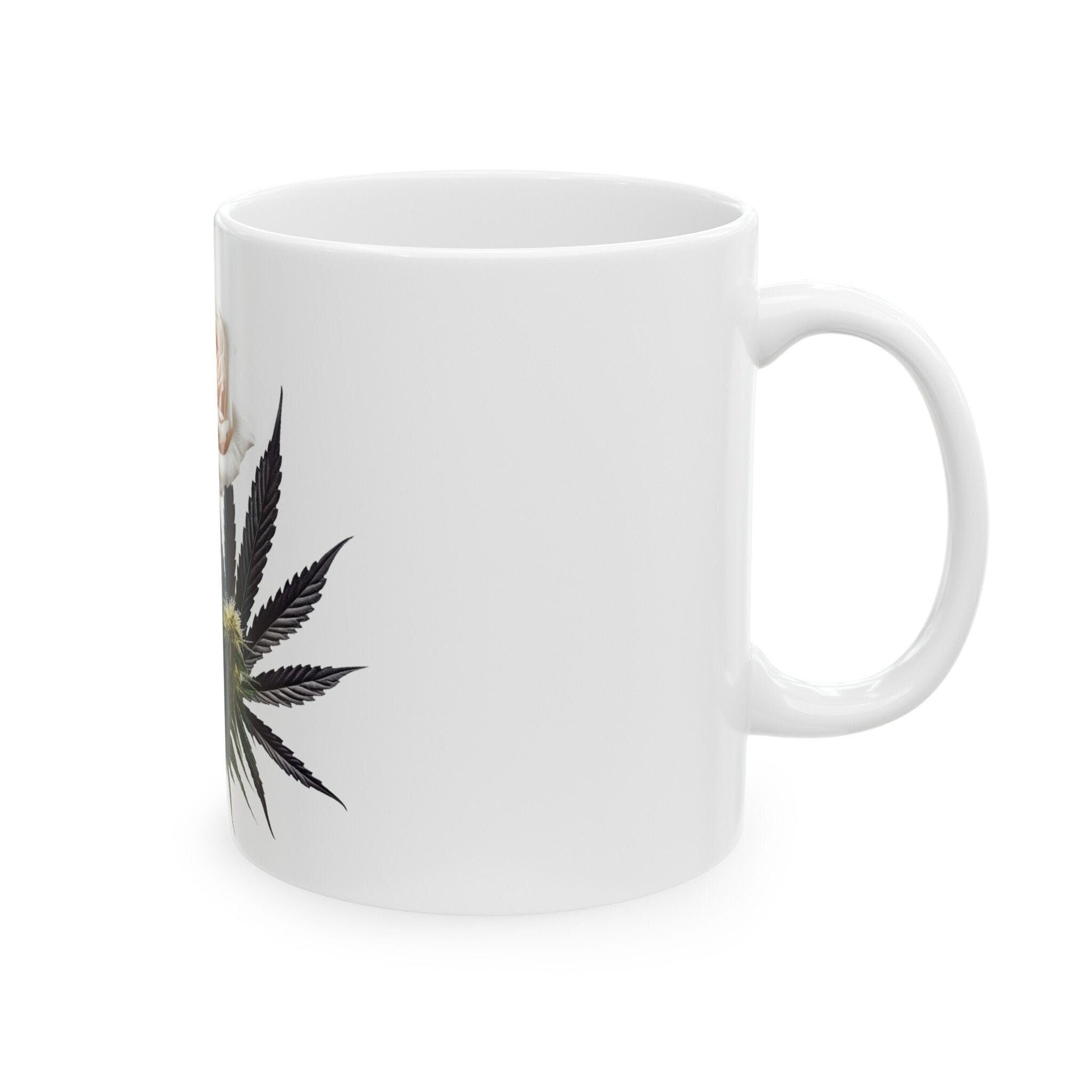 PINK ROSE Weed FLOWER - Weed Coffee Mugs (11oz) Perfect Gift for Smokers/ Marijuana Gift; Wake and Bake Mug - Cannabis Cup / Stoner Mug