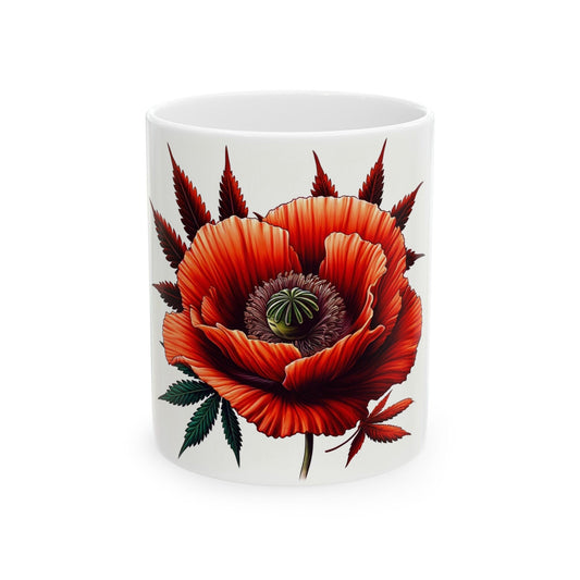 POPPY WEED FLOWER - Weed Coffee Mugs (11oz) Perfect Gift for Smokers/ Marijuana Gift; Wake and Bake Mug - Cannabis Cup / Stoner Mug