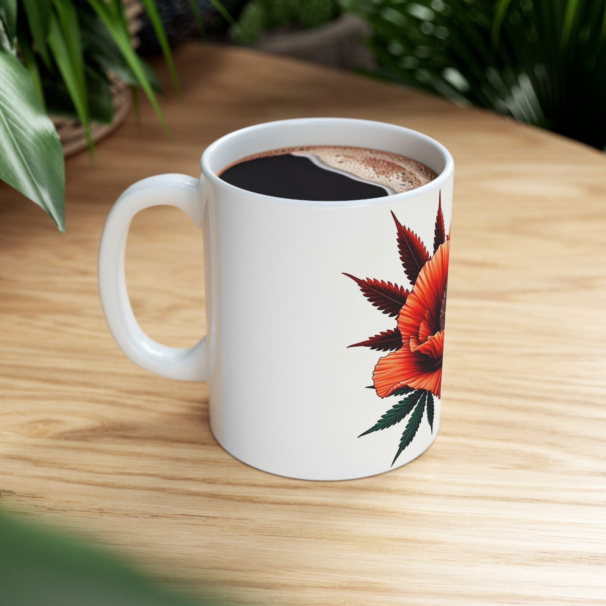 POPPY WEED FLOWER - Weed Coffee Mugs (11oz) Perfect Gift for Smokers/ Marijuana Gift; Wake and Bake Mug - Cannabis Cup / Stoner Mug