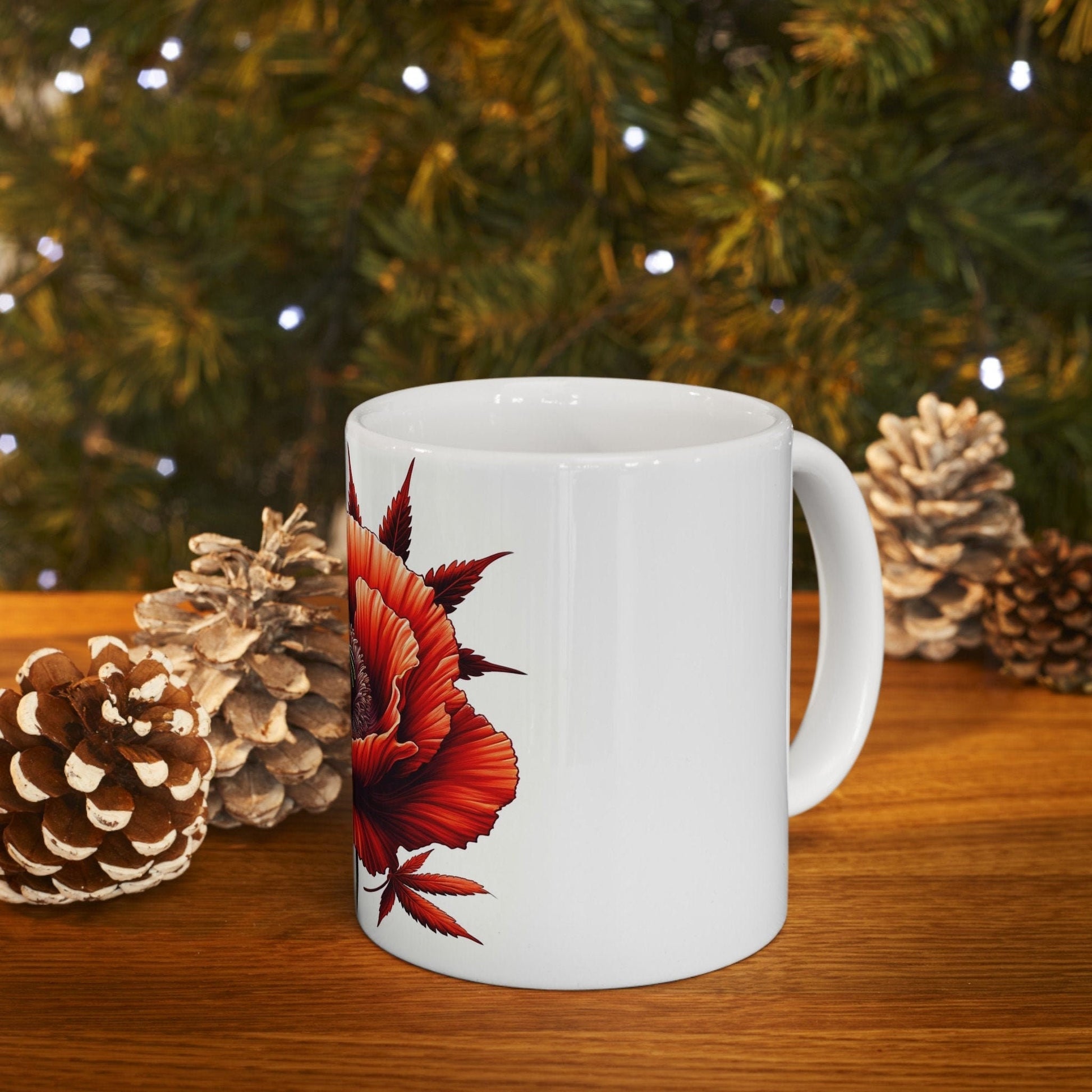POPPY WEED FLOWER - Weed Coffee Mugs (11oz) Perfect Gift for Smokers/ Marijuana Gift; Wake and Bake Mug - Cannabis Cup / Stoner Mug
