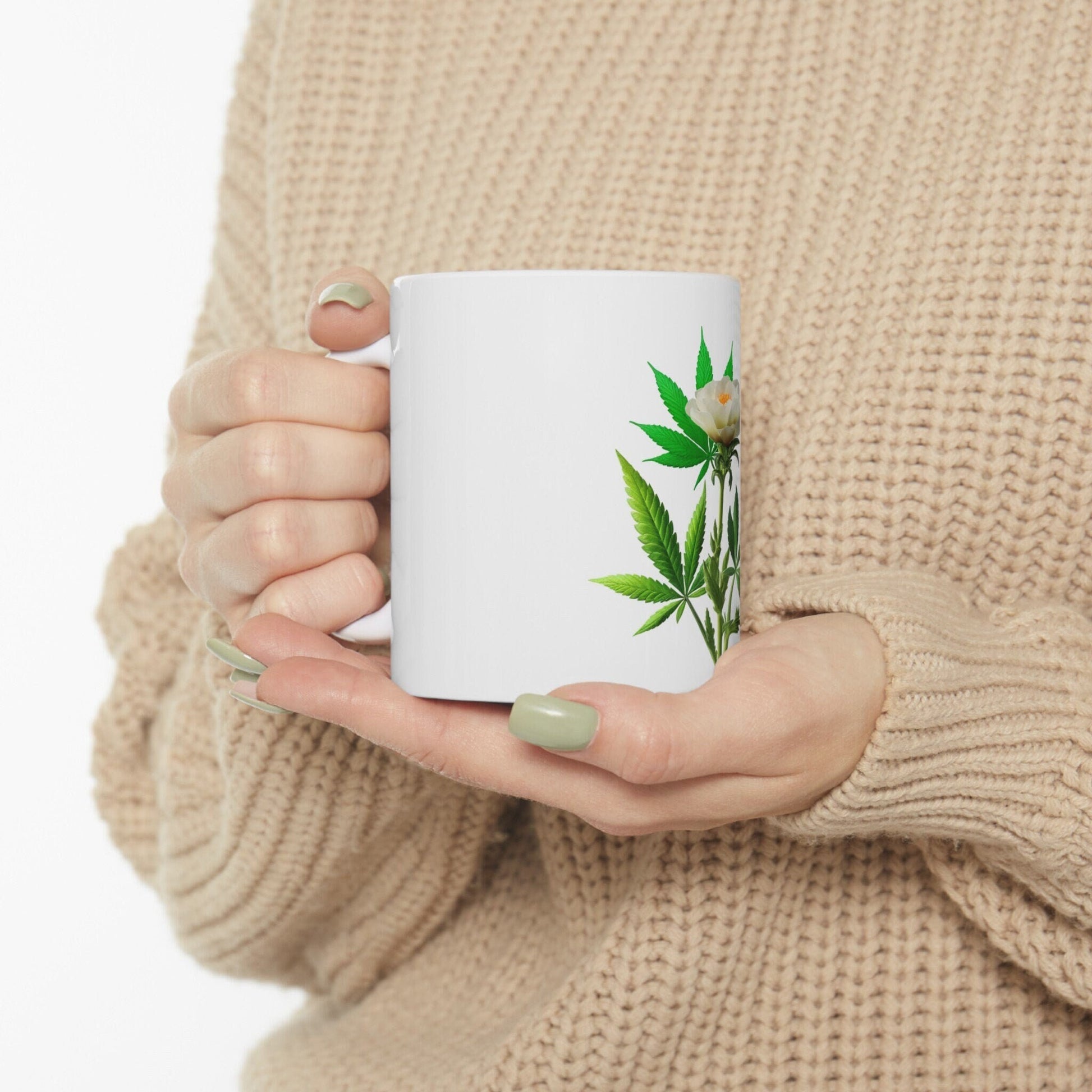 PORTULACA WEED FLOWER - Weed Coffee Mugs (11oz) Perfect Gift for Smokers/ Marijuana Gift; Wake and Bake Mug - Cannabis Cup / Stoner Mug