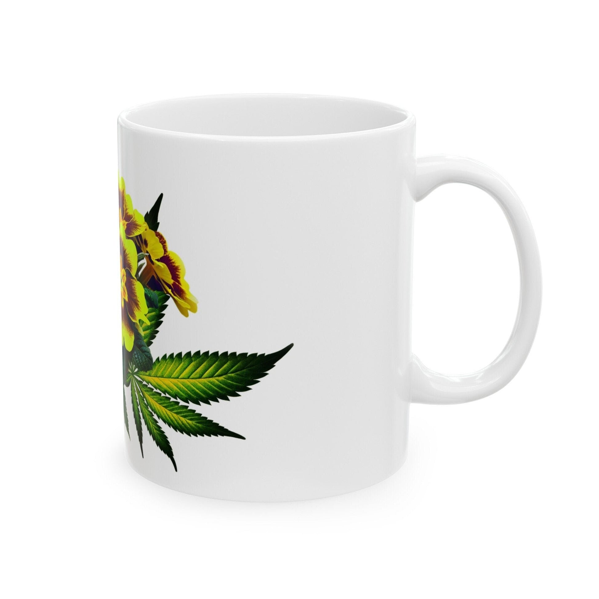 PRIMROSE WEED PLANT - Weed Coffee Mugs (11oz) Perfect Gift for Smokers/ Marijuana Gift; Wake and Bake Mug - Cannabis Cup / Stoner Mug