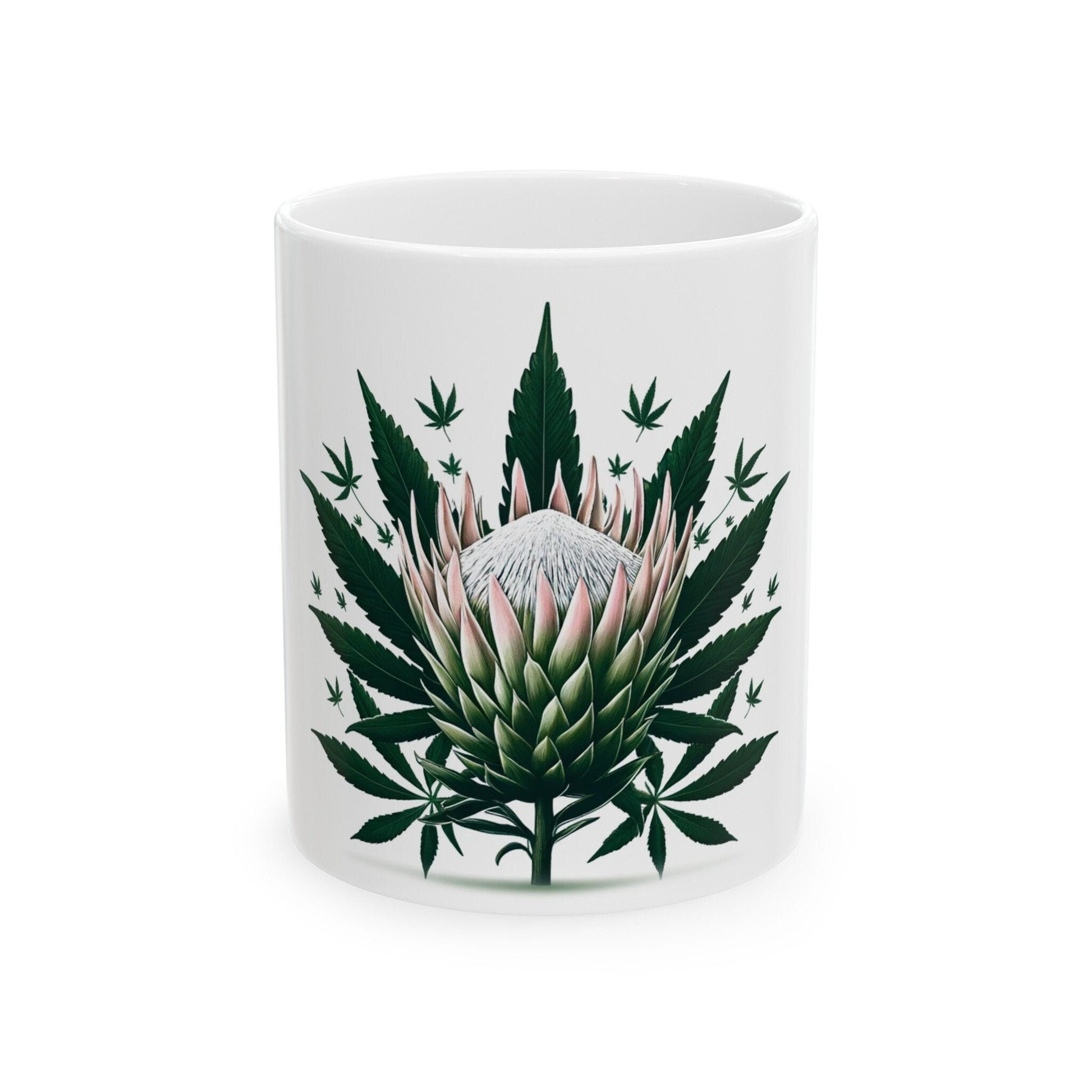 PROTEA WEED FLOWER - Weed Coffee Mugs (11oz) Perfect Gift for Smokers/ Marijuana Gift; Wake and Bake Mug - Cannabis Cup / Stoner Mug