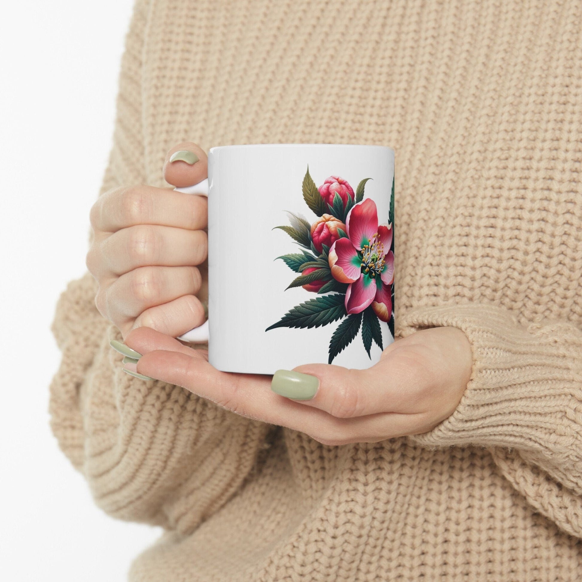 QUINCE WEED FLOWER - Weed Coffee Mugs (11oz) Perfect Gift for Smokers/ Marijuana Gift; Wake and Bake Mug - Cannabis Cup / Stoner Mug