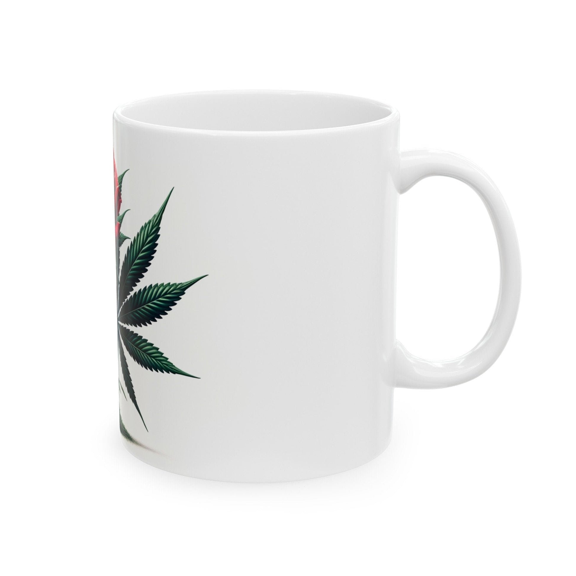 RED ROSE Weed FLOWER - Weed Coffee Mugs (11oz) Perfect Gift for Smokers/ Marijuana Gift; Wake and Bake Mug - Cannabis Cup / Stoner Mug
